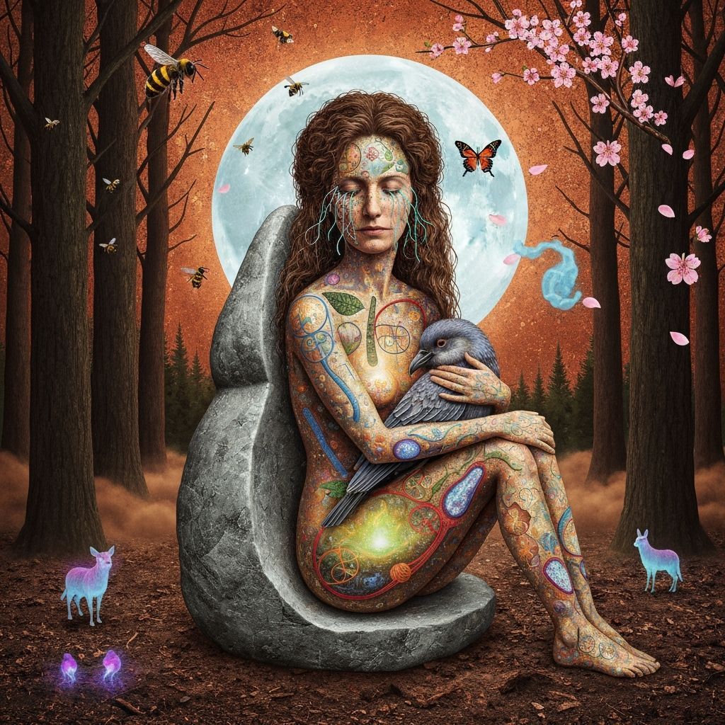 Surreal Bio-Art Sculpture: Artist Inside Her Creation