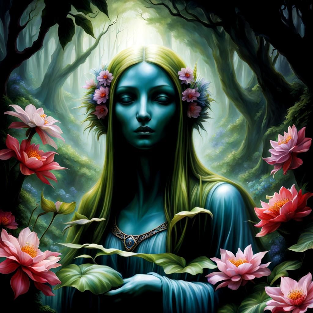 Statue Hidden in Flowery Jungle Valley