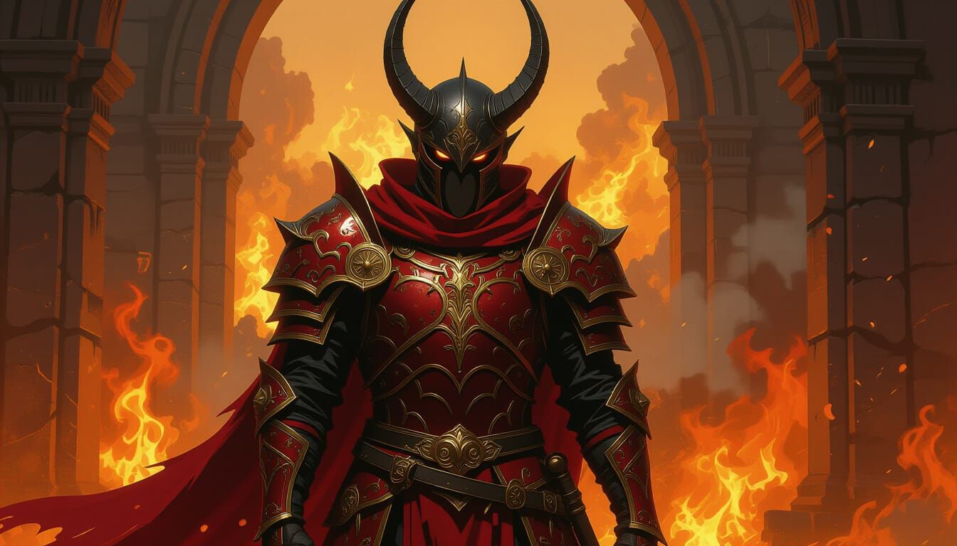 Devil in Crimson Armor in Ominous Realm