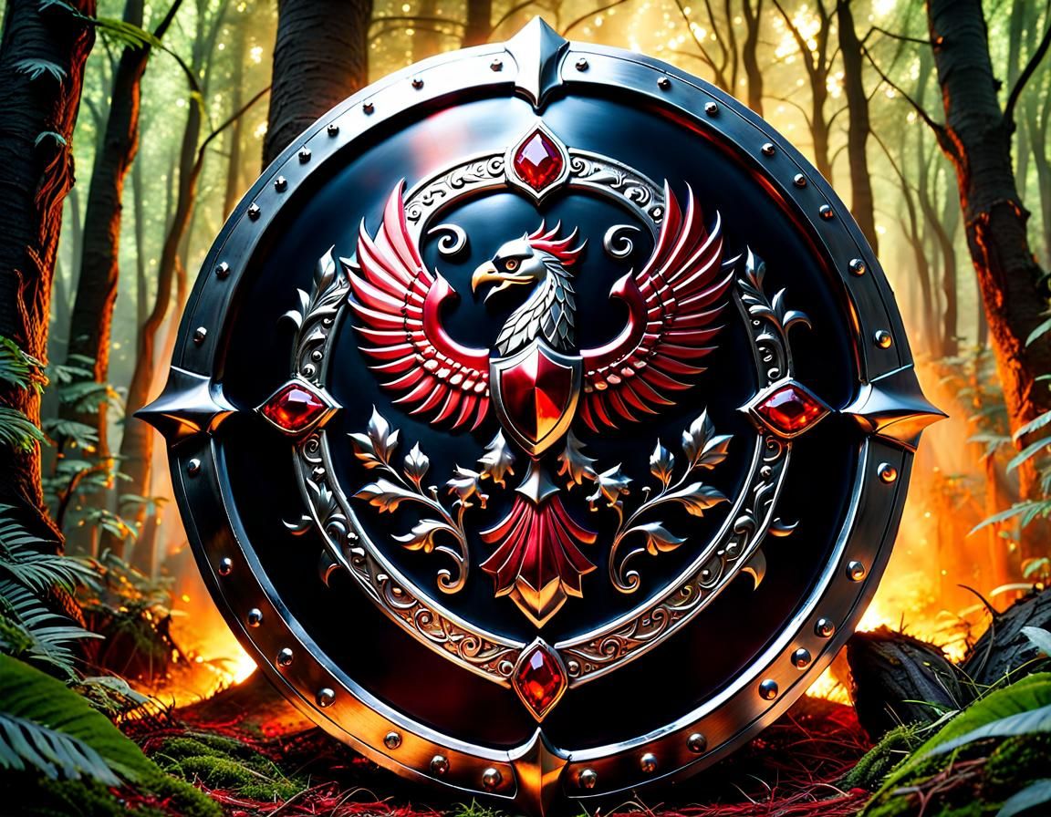 Medieval Knight Shield With Phoenix Motif