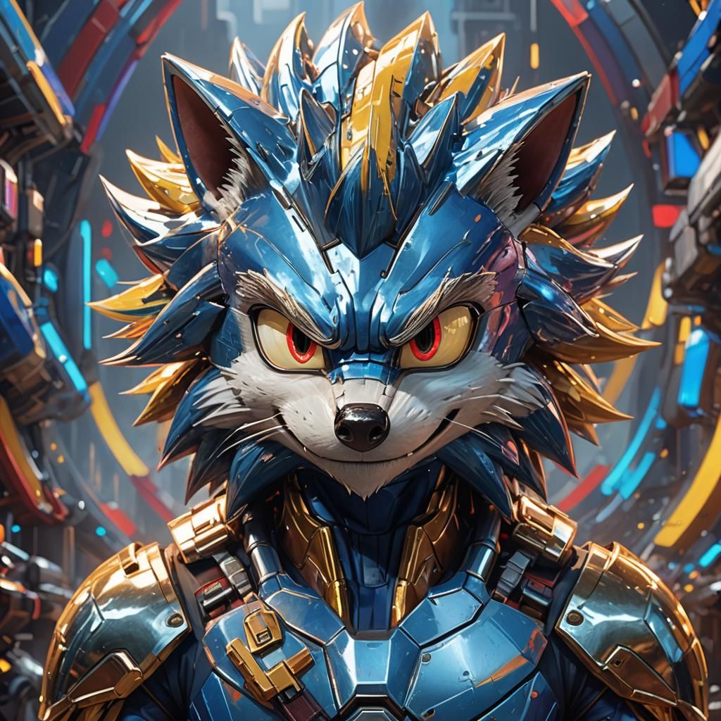 Chrome Sonic Portrait in Volumetric Lighting