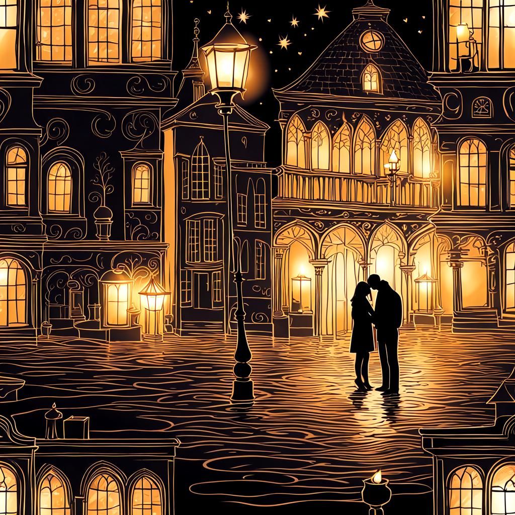 Romantic Candlelight Scene of Two People in Love