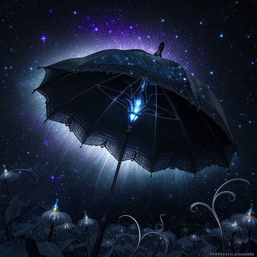 ominous umbrella with a black canopy that absorbs surrounding light,