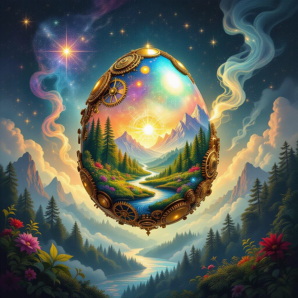 Cosmic Egg Giving Birth to a World
