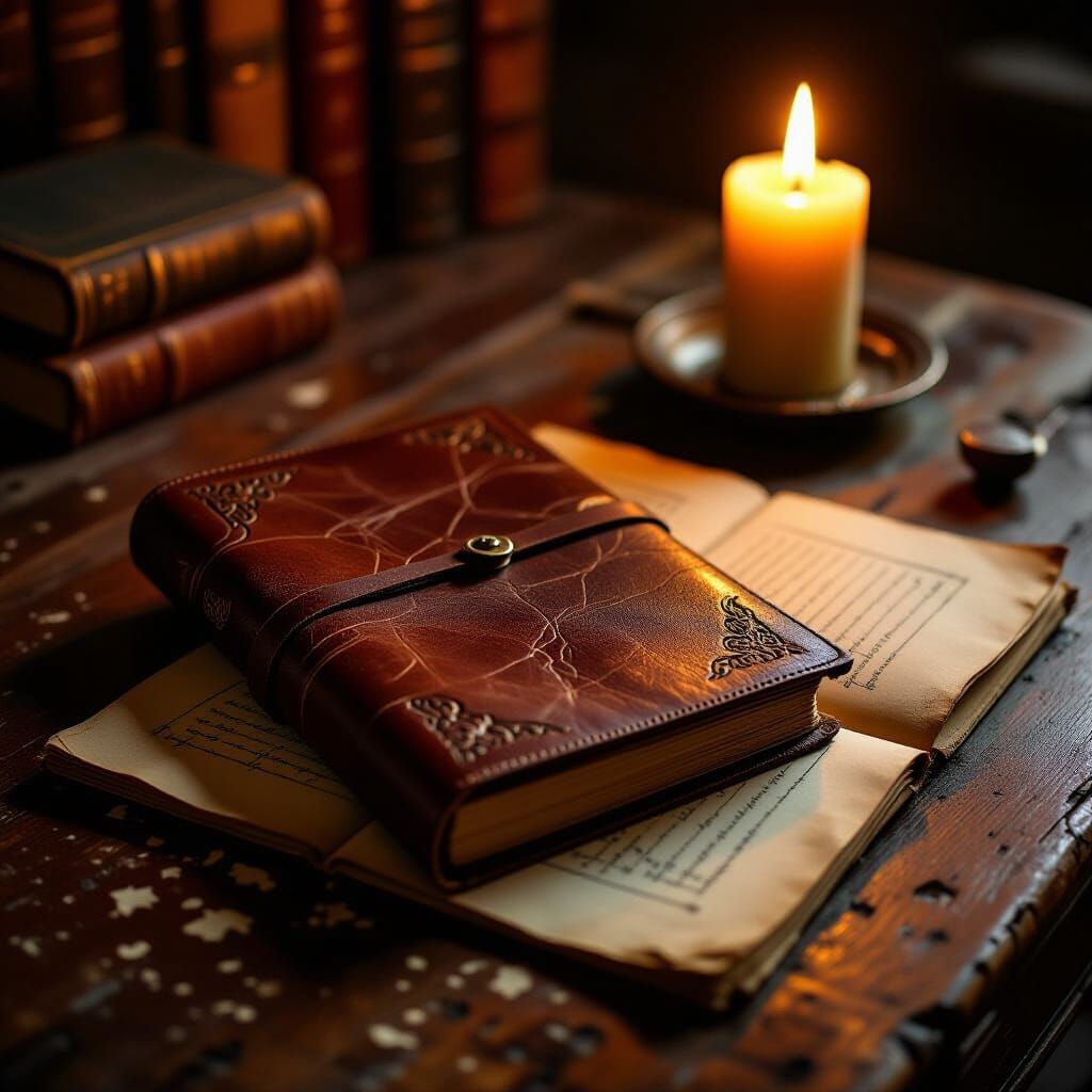 Cracked Leather Journal by Candlelight
