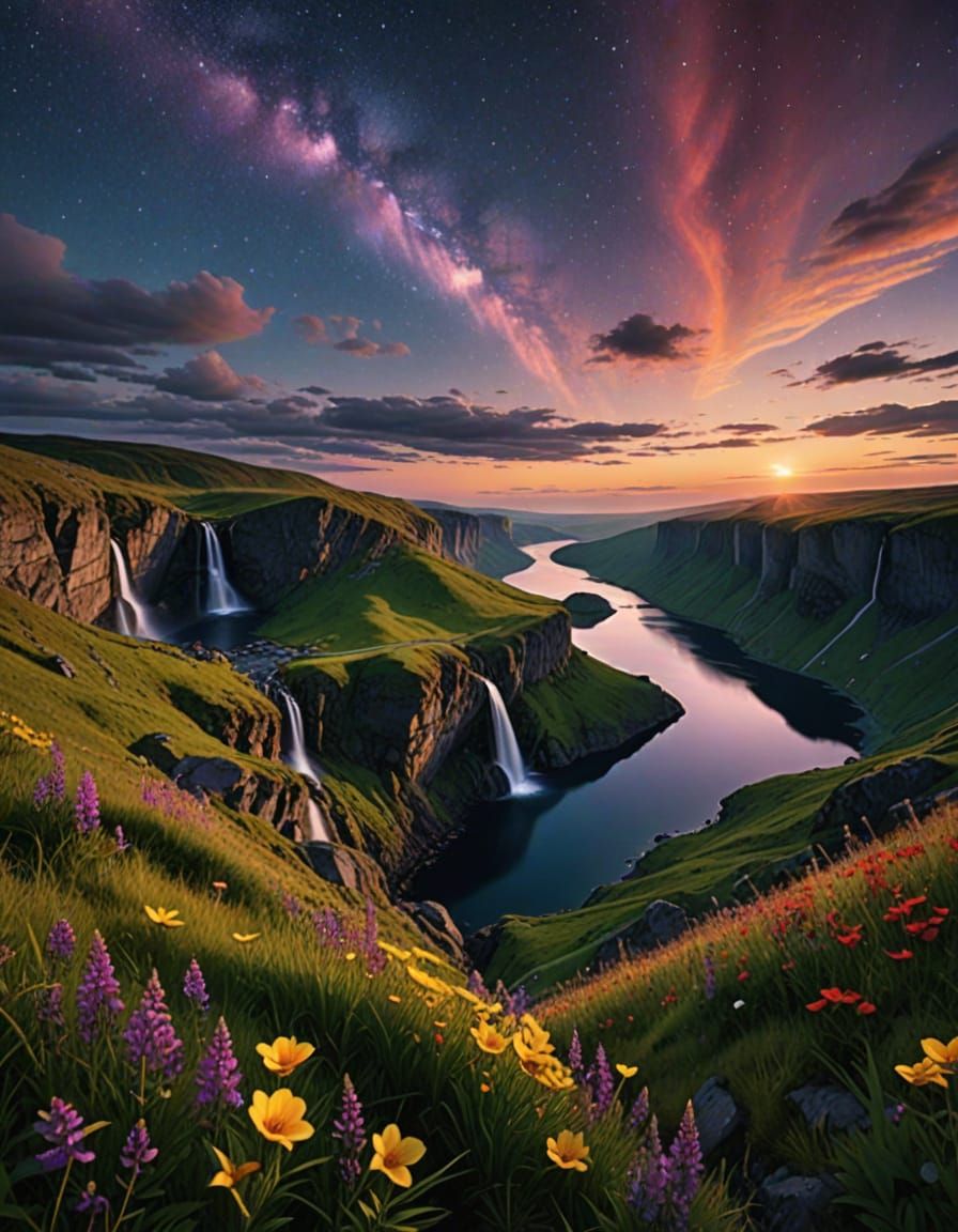 Surreal Fjord Landscape in Ethereal Light