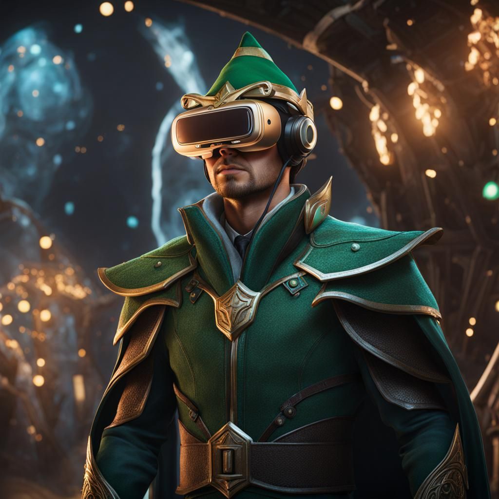 Elf Man Immersed in Virtual Reality