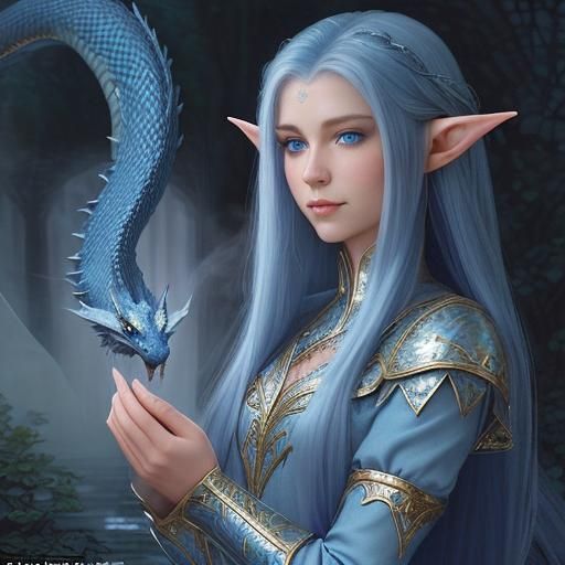 Ethereal Elf with Dragon Scales in Fantasy Style