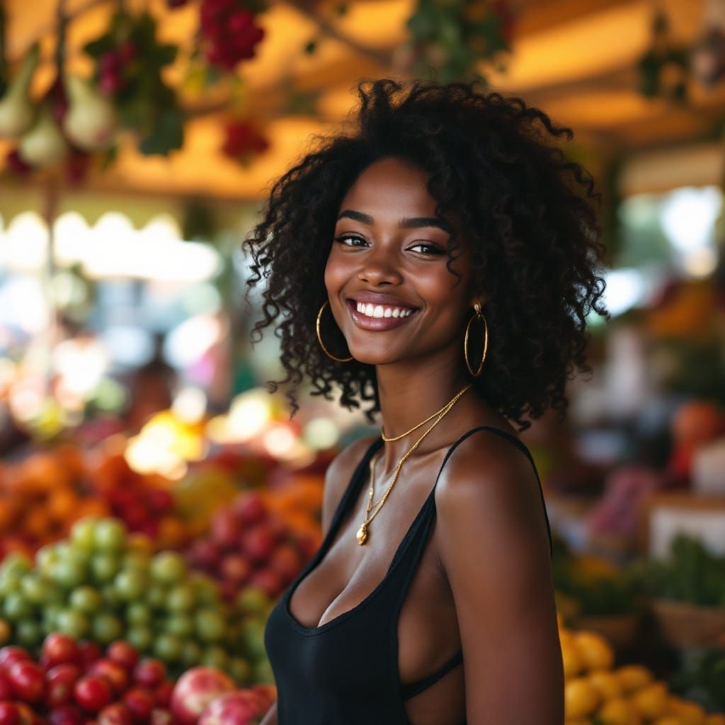 Stunning Young African American Woman in Golden Light