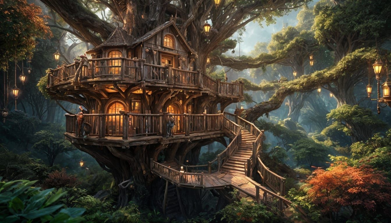 Inside a Fantastical Treehouse: Detailed Matte Painting