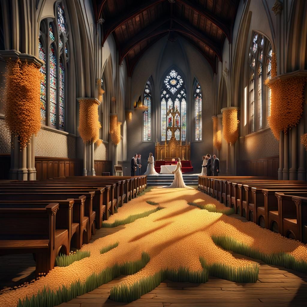 Eleanor Rigby in Church: Detailed Matte Painting