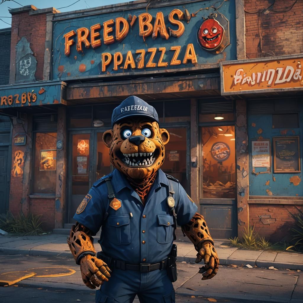 Frightened Guard at Abandoned Freddy Fazbear's Pizza