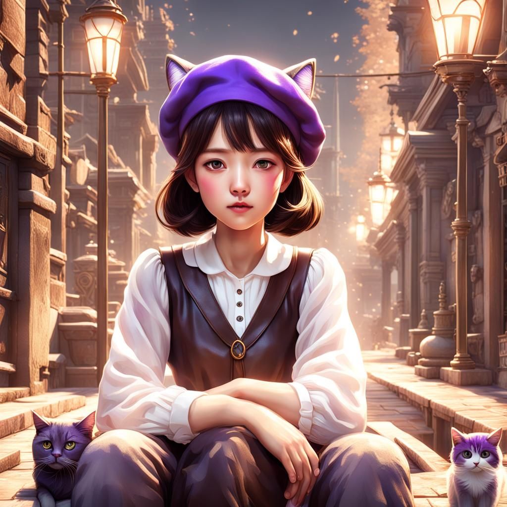 Korean Girl with Cat Ears Fantasy Concept Art