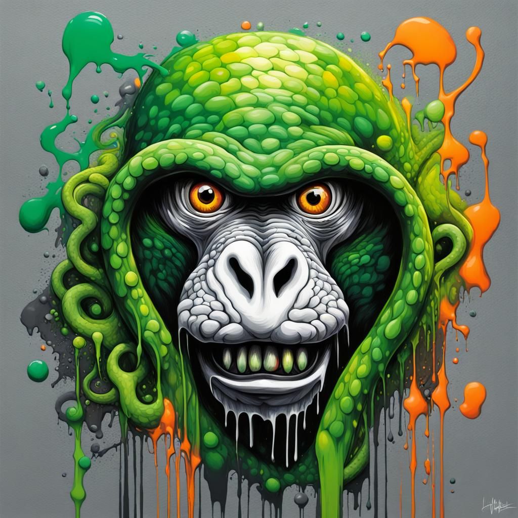 Surreal Swamp Creature in Graffiti Art Style