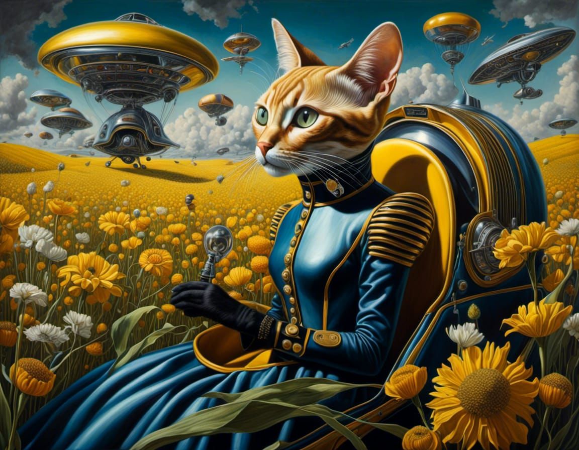 Anthropomorphic Cats Piloting Spaceship in High Resolution