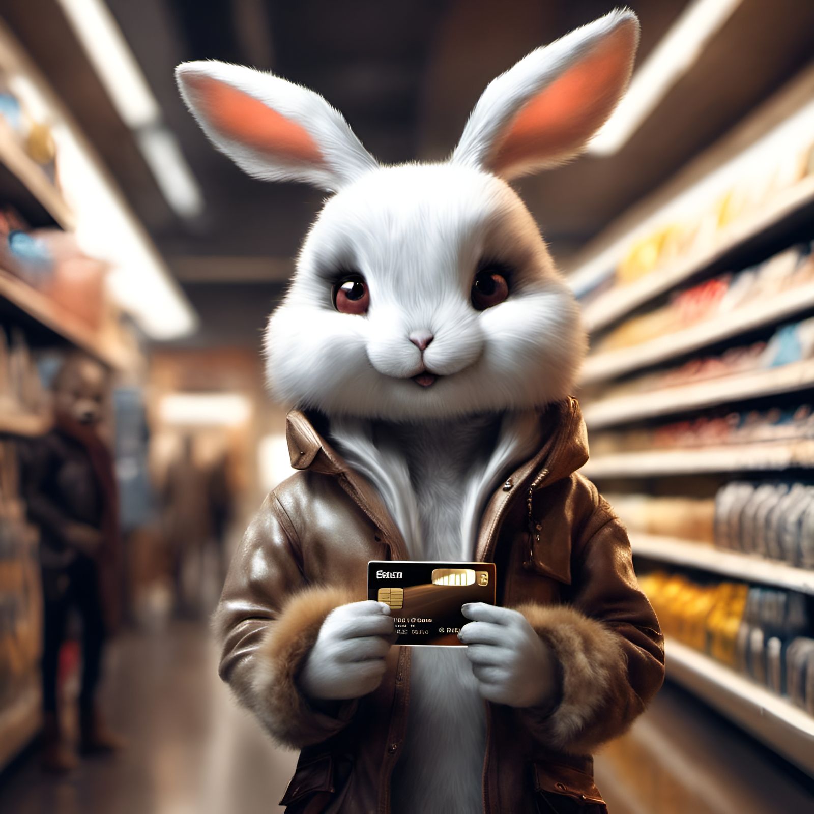 Adorable Rabbit Credit Card in Ornate 3D Style