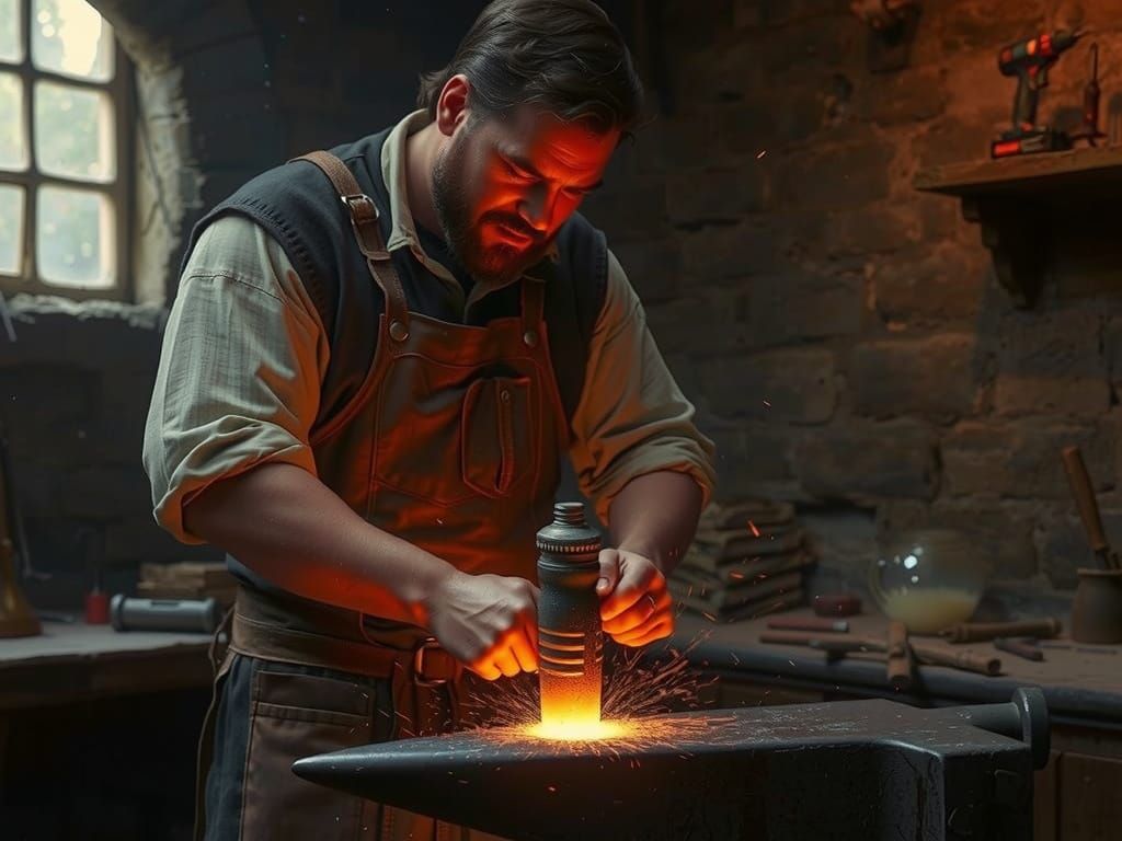 Medieval Blacksmith in Warm Golden Light