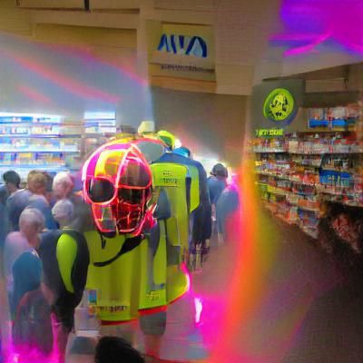 Masked Person in Supermarket Queue