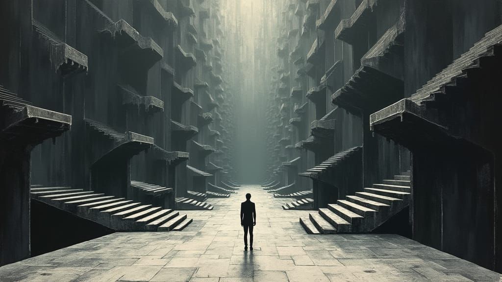 Endless Corridor Dizziness in Surrealist Style