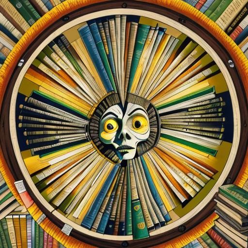 Disturbing Zombie Librarian in Art Brut Style