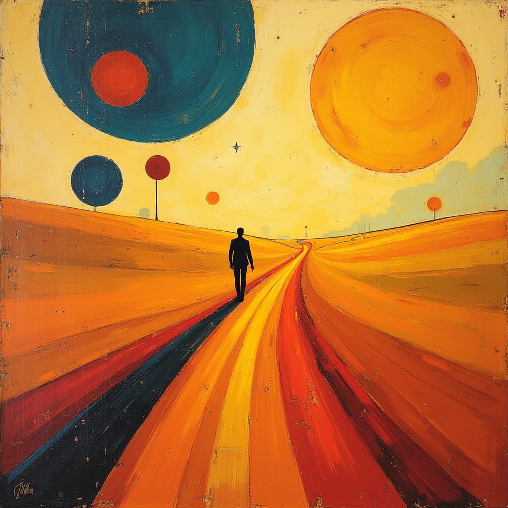 Abstract Line Art in Fauvist Style