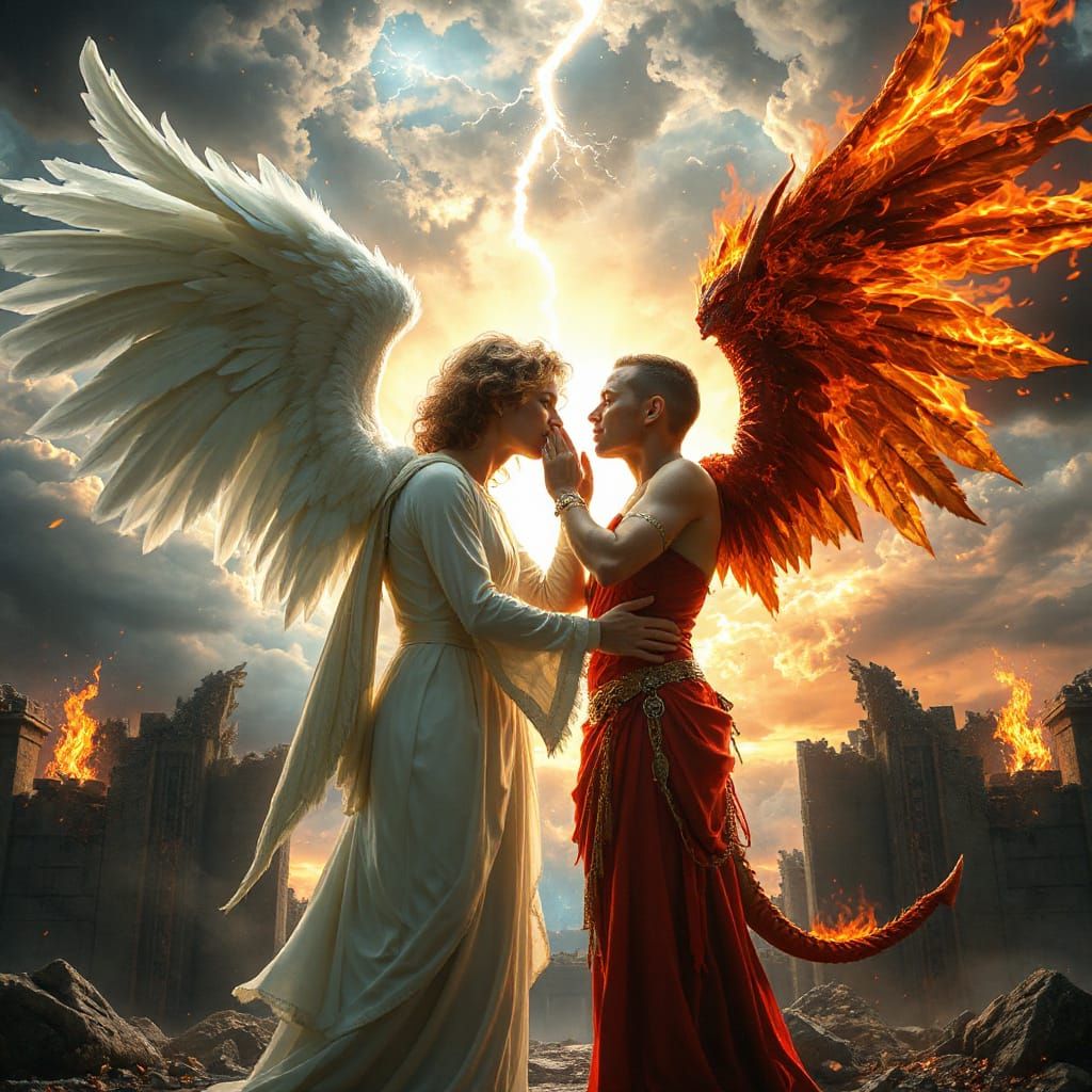 Angel and Demon Love Amid Celestial War