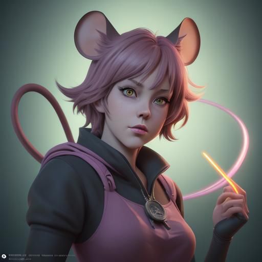 Cat Hunting Mouse in Anime Style