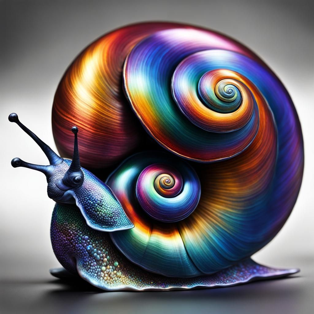 Prismatic Snail with a Rainbow Pearl Shell