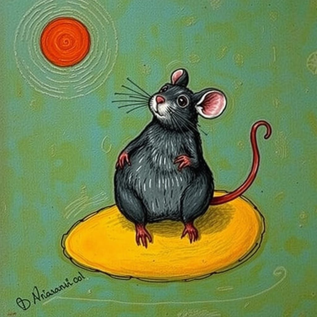 Smart Mouse Finding Inner Peace in Chagall Modigliani Style