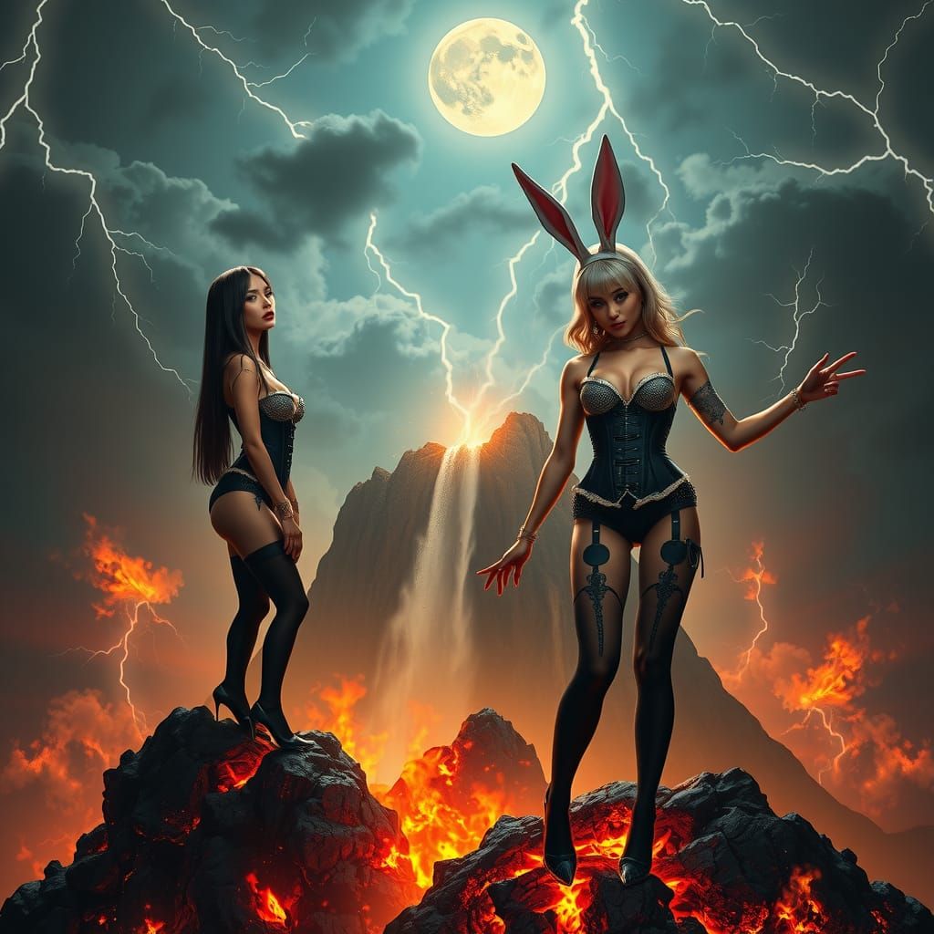 Volcanic Corset: Dark Fantasy Cyberpunk Art