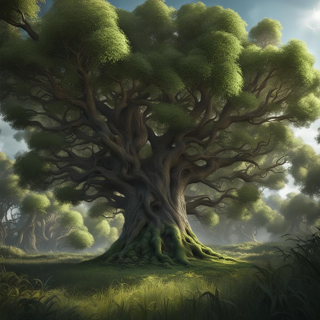 Epic Overgrown Tree in 3D Cinematic Style