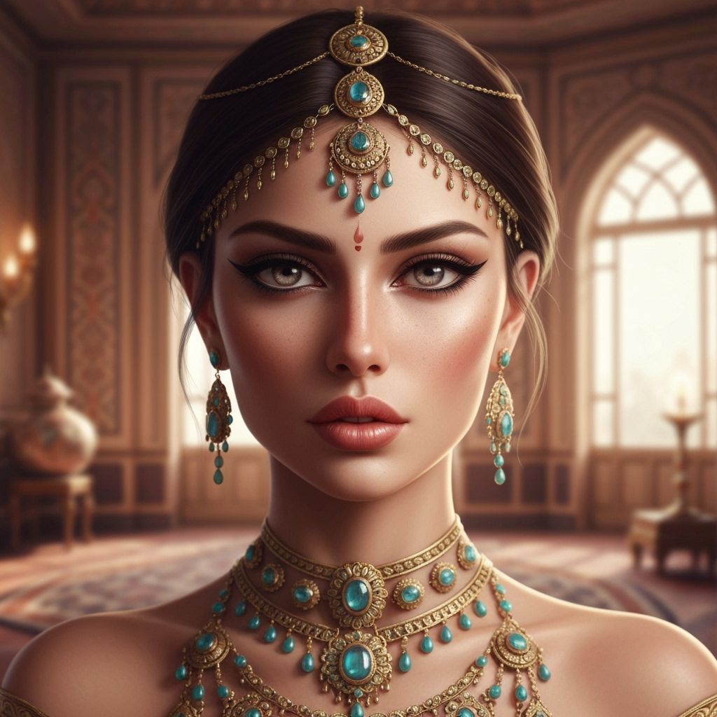 Exquisite Portrait of Woman with Arabian and Indian Features