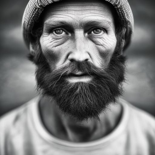 Detailed Portrait of an Old Fisherman