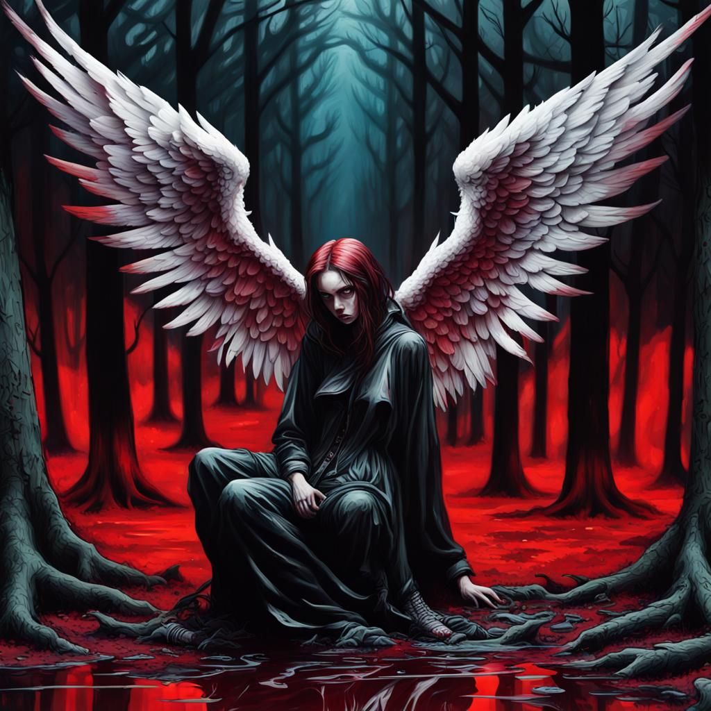 Dark Fallen Angel in Graffiti Street Art Style