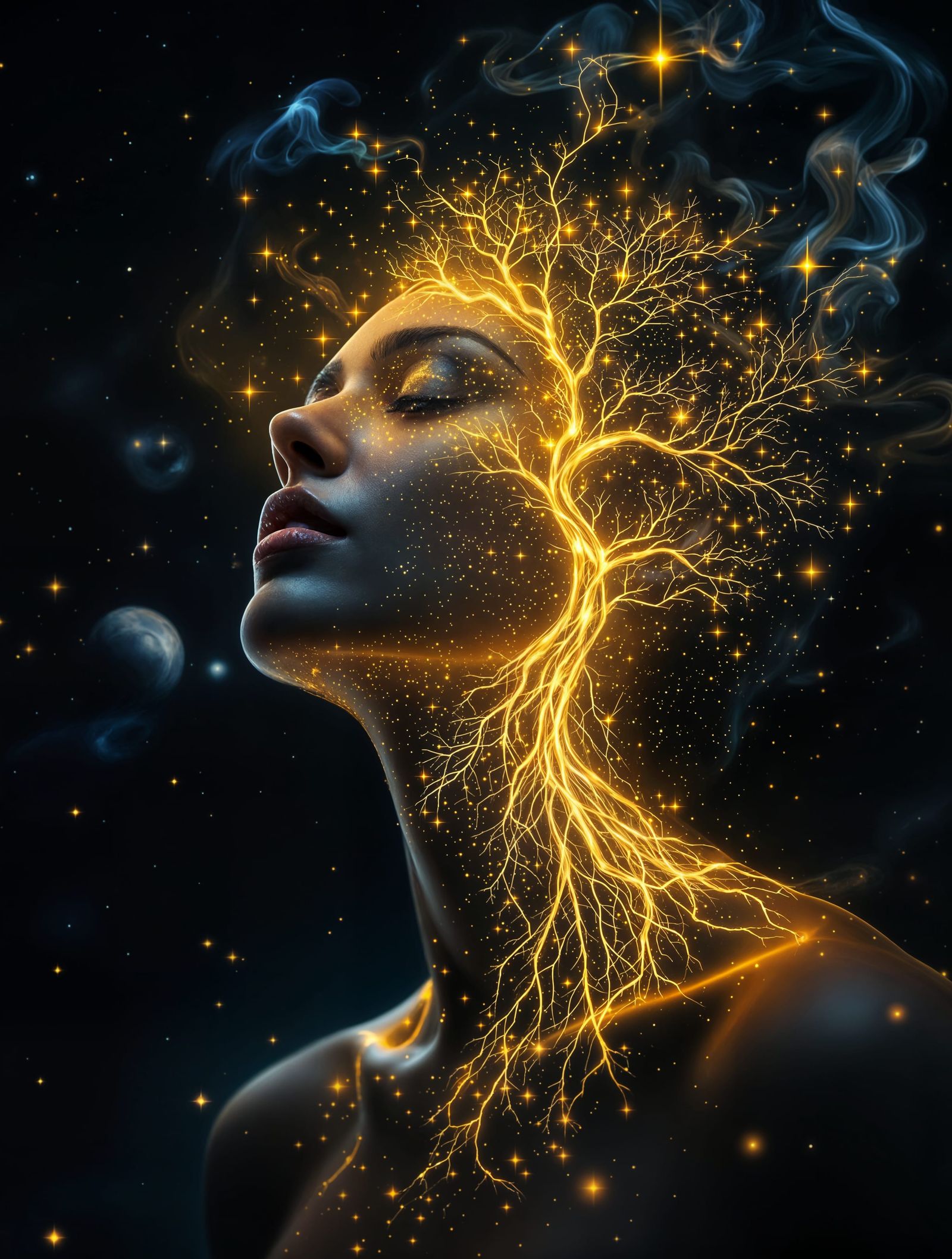 Cosmic Goddess Radiates Nature's Power