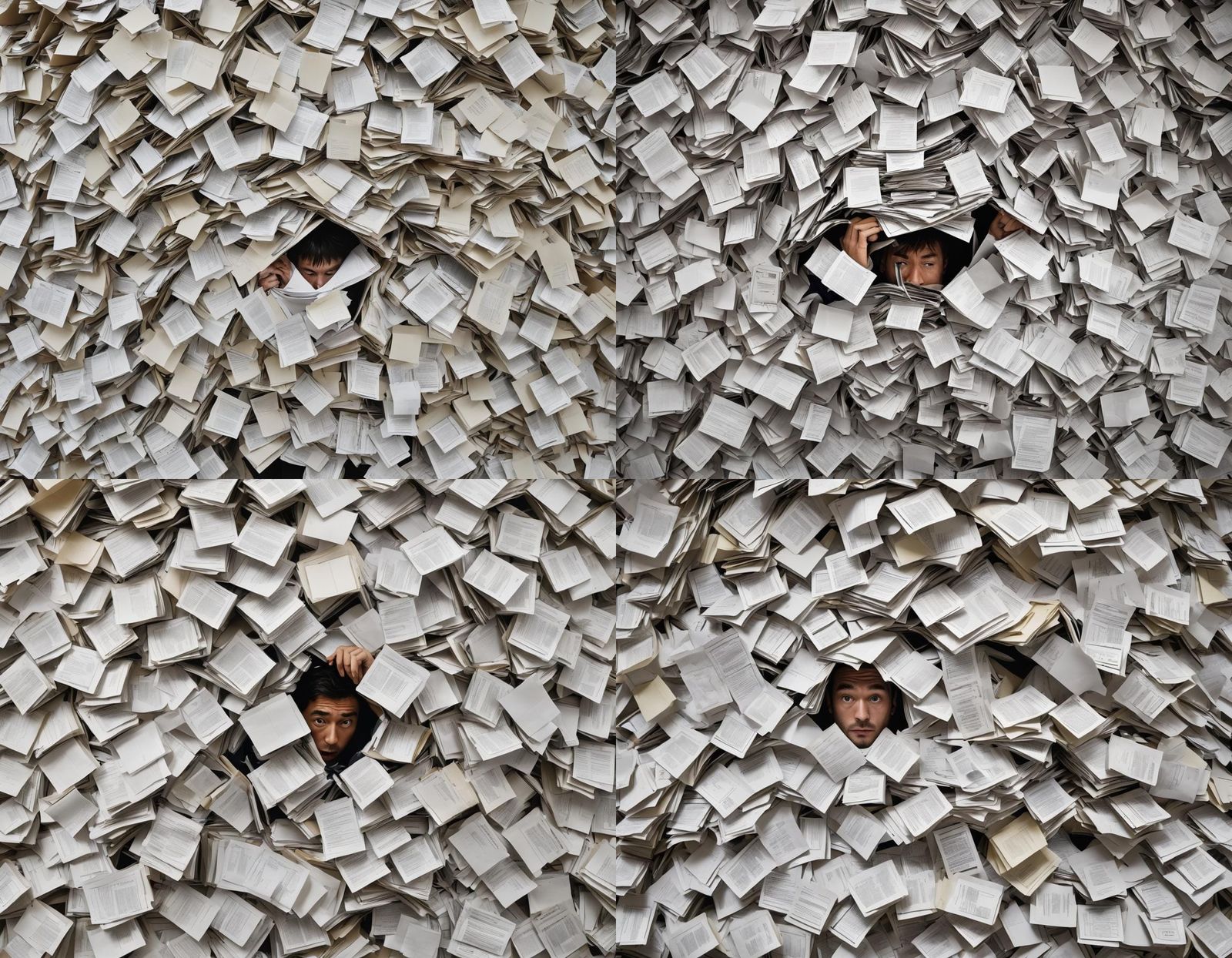 Person Trapped in Paperwork Mountain