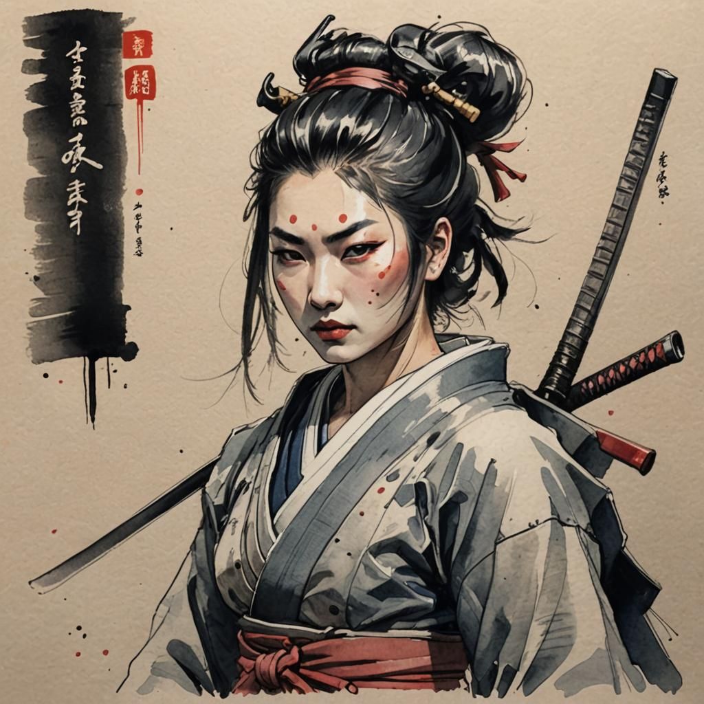 Onna Bugeisha: Gritty Samurai Sketchbook Illustration