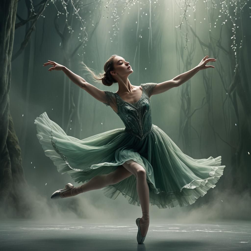 Ballet Dancer Leaping in Moonlit Fantasy