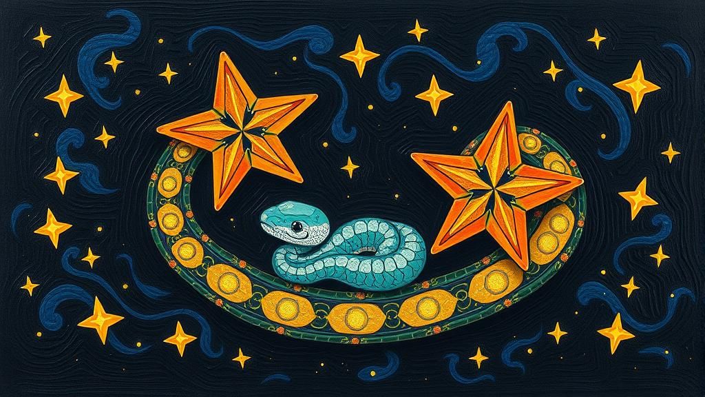 Electromagnetic Jelly Snake with Newborn Stars, Folk Art