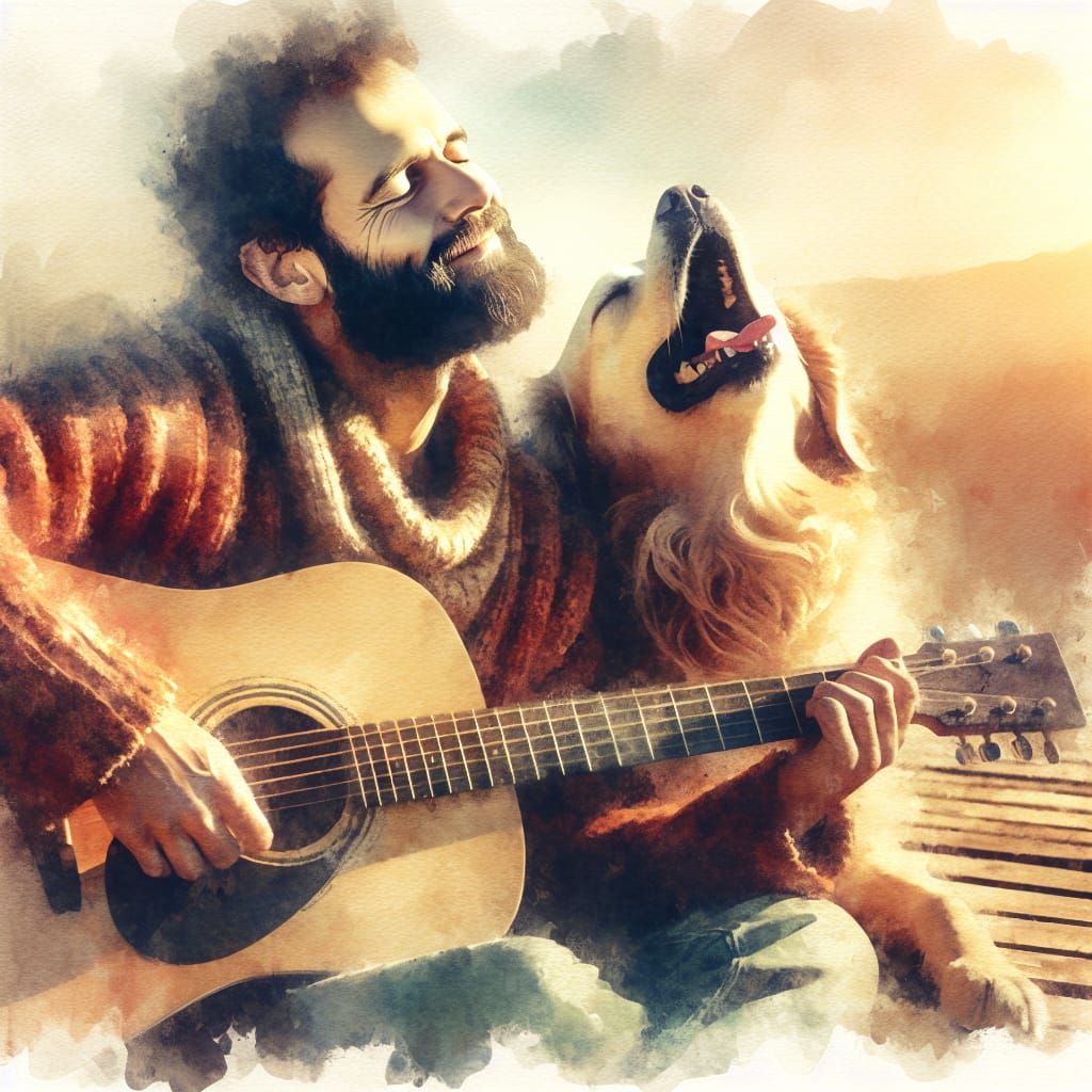 Harmonious Rooftop Duet in Dreamy Oil Painting Style