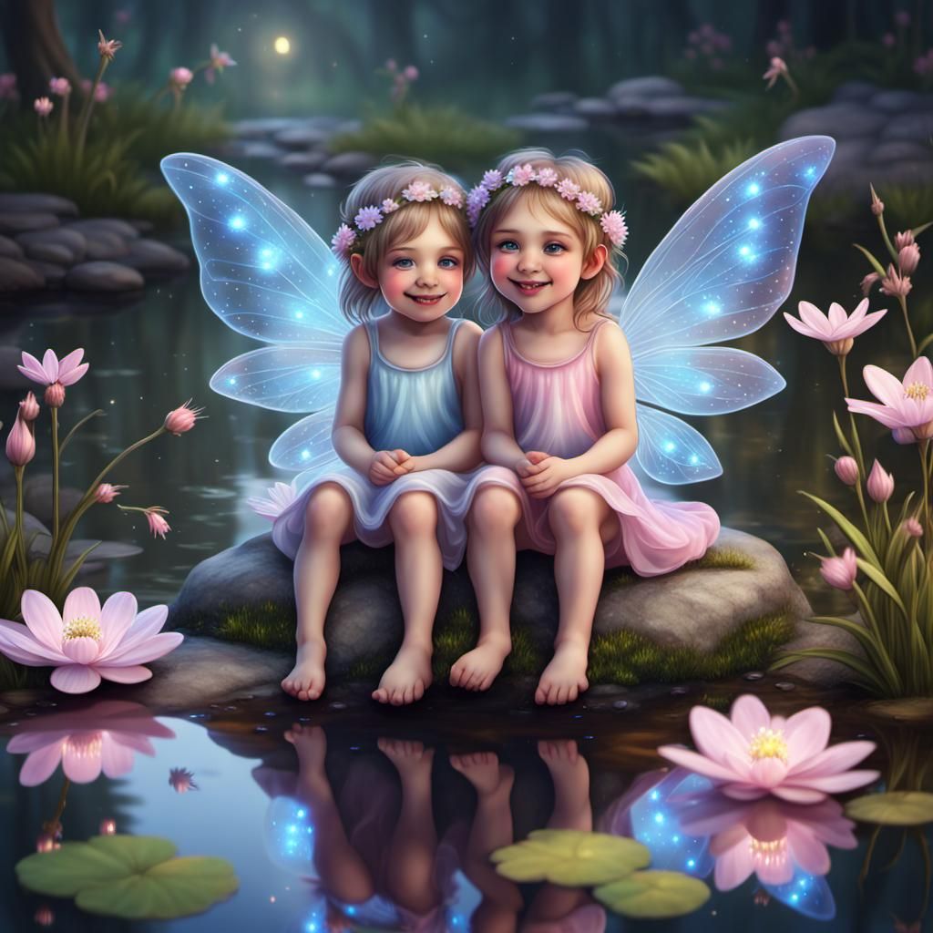 Smiling Fairies with Holographic Wings by Pond