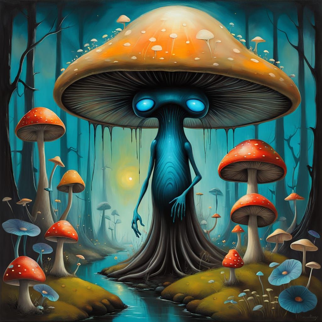 Ethereal Alien Realm in Dreamlike Bioluminescent Garden