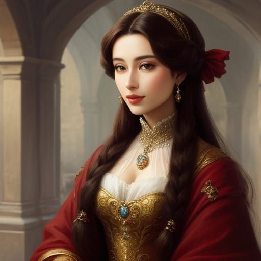 Elegant Woman in Art Nouveau Style