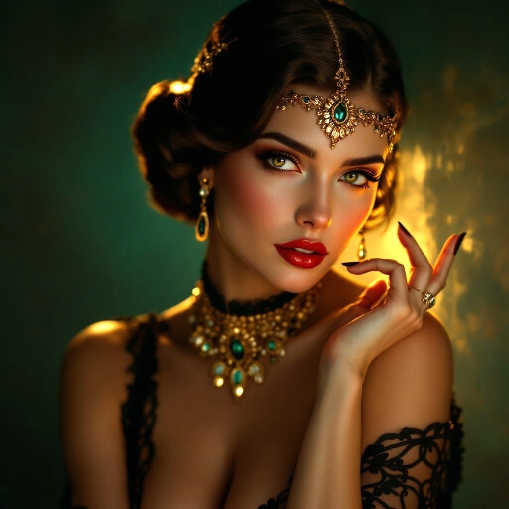 Vintage Hollywood Beauty in Seductive Elegance