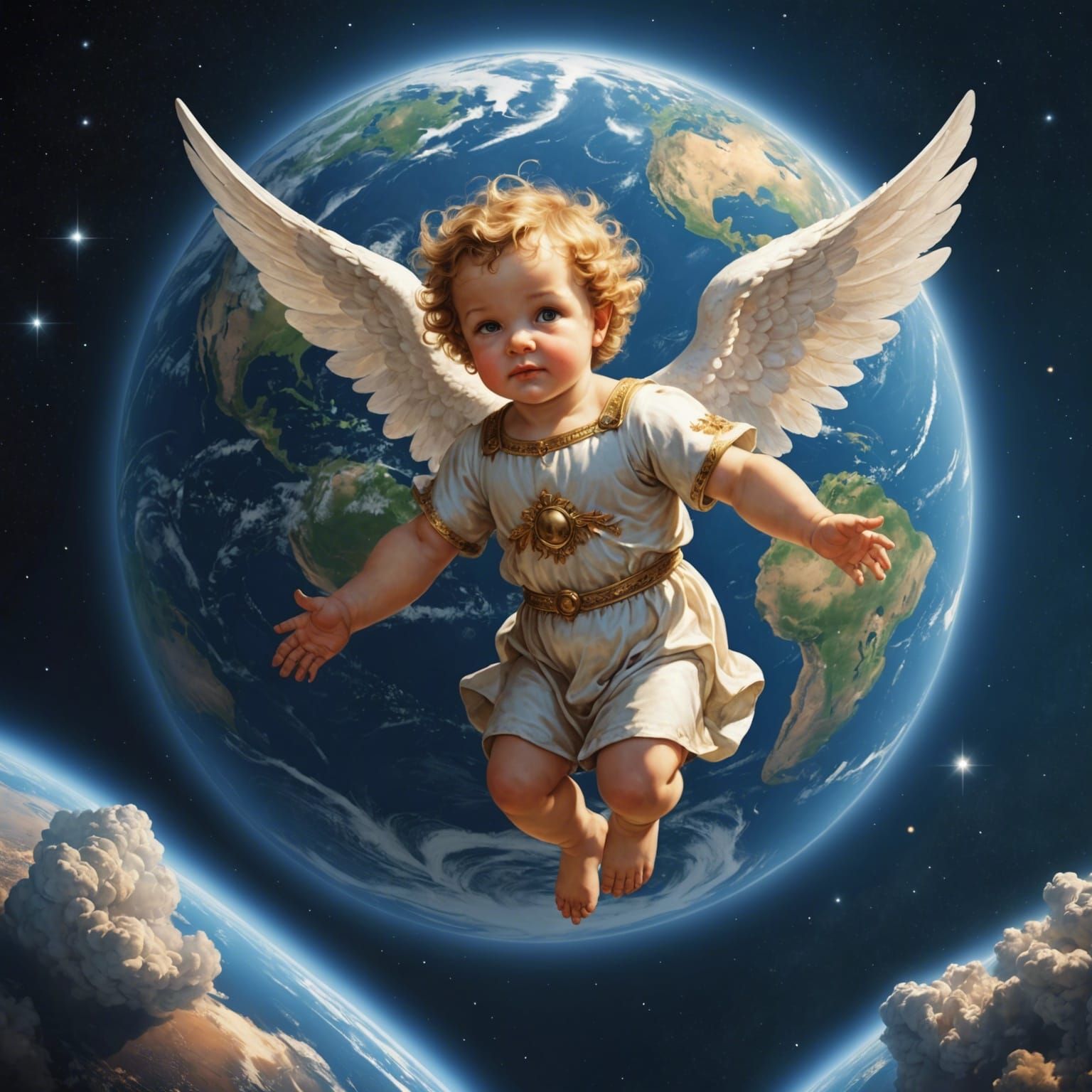 Biblically Accurate Cherub Angel Over Earth
