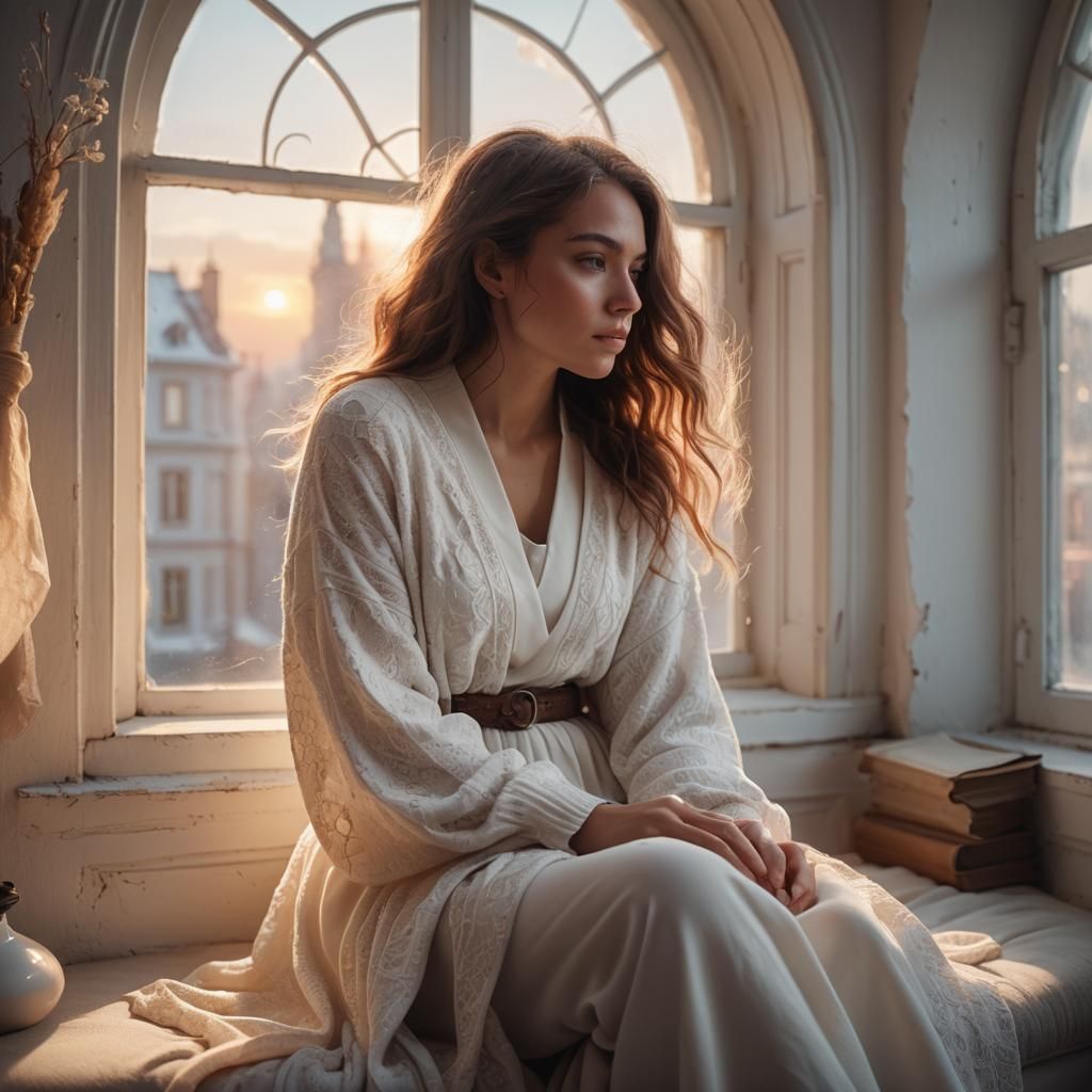 Girl in Cozy Room: Cinematic Digital Painting