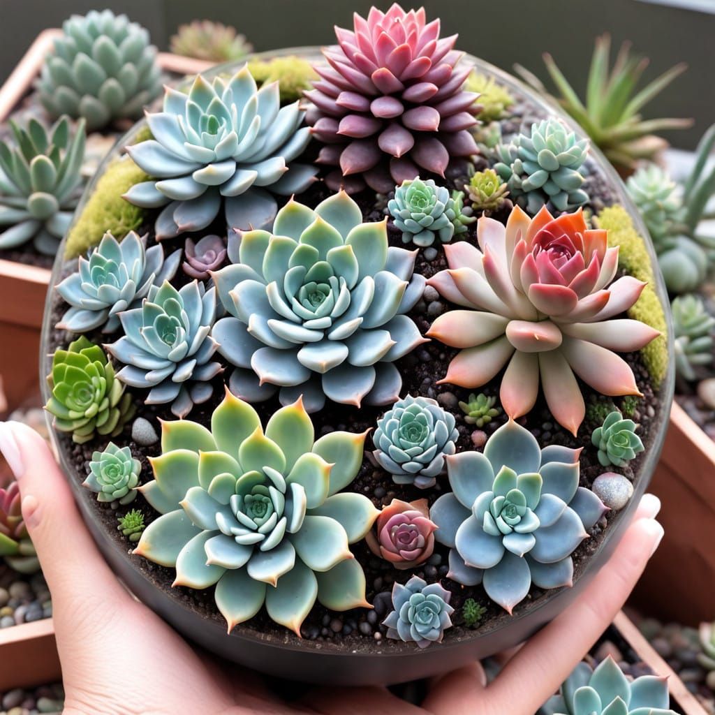 Crystal Raindrop Spheres Shine on Vibrant Succulent Fractals