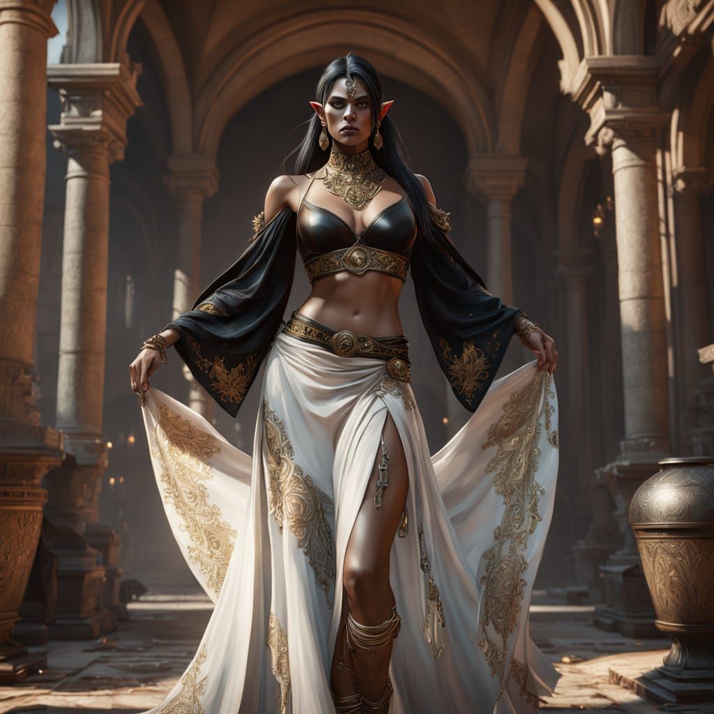 Orc Belly Dancer Nun in Fantasy Art Style