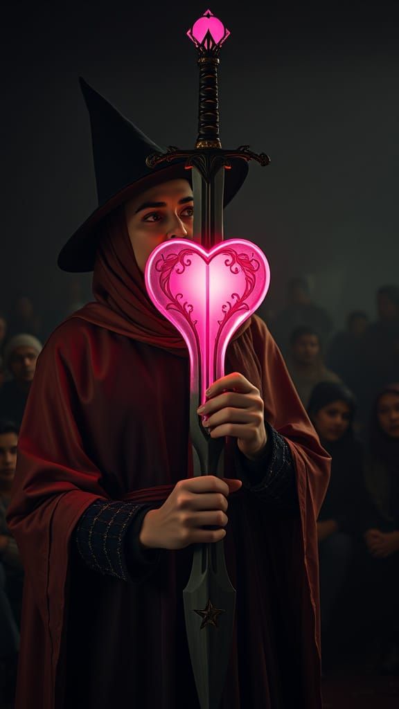 Cyberpunk Cosplayers in Dark Fantasy Landscape