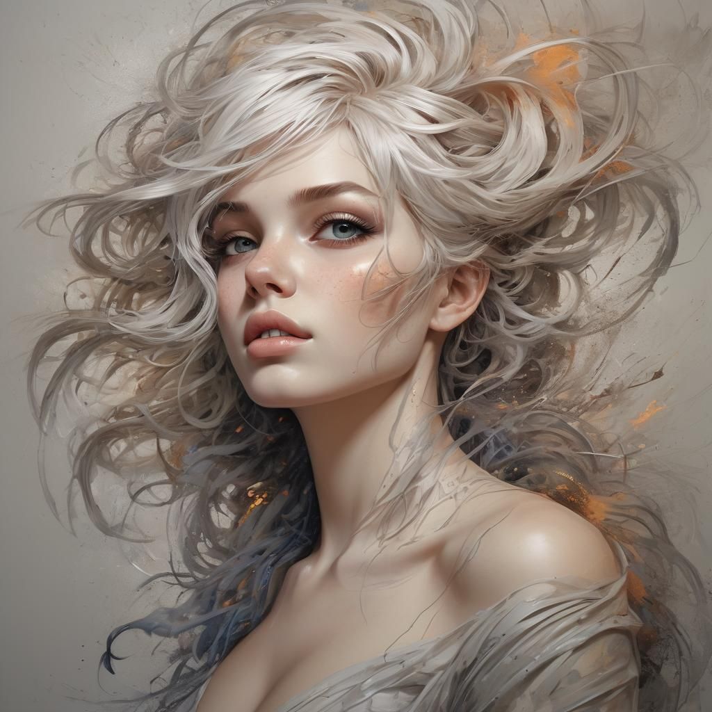 Luminous Woman in Mixed Media Digital Art